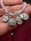 Three Sapphires Pebble Charm in Oxidized Silver