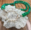 Green Fire Opal Necklace with Organic Link and Diamonds in Gold