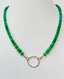Green Fire Opal Necklace with Organic Link and Diamonds in Gold