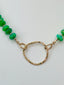 Green Fire Opal Necklace with Organic Link and Diamonds in Gold