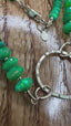 Green Fire Opal Necklace with Organic Link and Diamonds in Gold