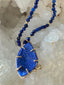 Freeform Royal Blue Lapis Lazuli Pendant Necklace in 14K Gold
