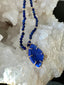 Freeform Royal Blue Lapis Lazuli Pendant Necklace in 14K Gold