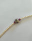 Ruby and Seed Pearl Bracelet With Center Bead in 14K Gold and Silver