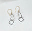 Square and Bean Shape Link Drop Earrings in 14k Gold and Oxidized Silver