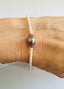 Ruby and Seed Pearl Bracelet With Center Bead in 14K Gold and Silver