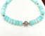 Ocean Blue Opal Necklace with Center Bead in Gold and Silver