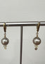 Grey Pearl Opal Dangle Lever Back Earrings in Gold