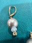 Grey Pearl Opal Dangle Lever Back Earrings in Gold