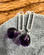 Purple Amethyst Drop Earrings with Open Oval in Silver