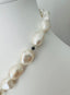 White Nugget Pearl Necklace in Oxidized Silver