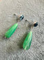 Blue Topaz and Green Chrysoprase Dangle Earrings in Silver