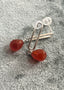 Carnelian Drop Earrings with Open Oval in Silver