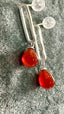 Carnelian Drop Earrings with Open Oval in Silver