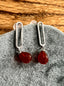 Carnelian Drop Earrings with Open Oval in Silver
