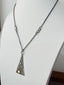 Triangle Pendant Necklace with Circles in Oxidized Silver and Gold