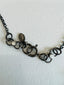 Triangle Pendant Necklace with Circles in Oxidized Silver and Gold