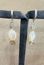 White Coin Pearl Dangle Spiral Earrings in Silver