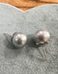Large Round Gray Edison Pearl Stud Earrings in Silver