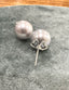 Large Round Gray Edison Pearl Stud Earrings in Silver