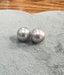 Large Round Gray Edison Pearl Stud Earrings in Silver