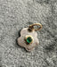 Flower Charm with Emerald in Silver and Gold