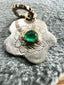 Flower Charm with Emerald in Silver and Gold