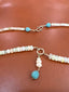 Ethiopian Fire Opal Necklace with Amazonite Drop in Gold