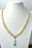 Ethiopian Fire Opal Necklace with Amazonite Drop in Gold