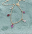 Dainty Five Teardrop Pink Sapphire Charm Necklace in Gold