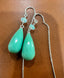 Green Chalcedony Long Drop with Opal Ear Threader Earrings in Silver
