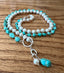 30inch Half Pearl Half Turquoise Necklace with Pendant in Silver