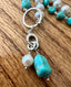 30inch Half Pearl Half Turquoise Necklace with Pendant in Silver