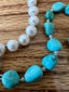 30inch Half Pearl Half Turquoise Necklace with Pendant in Silver