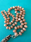 Peach Moonstone Necklace with Jasper Pendant in Silver