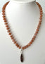 Peach Moonstone Necklace with Jasper Pendant in Silver