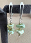 Celery Green Keshi Dangle Earrings on Huggers in Silver