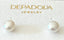 White Button Round Pearl Stud Earrings in Silver