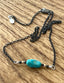 Sierra Nevada Turquoise Nugget Necklace with Chain in Dark Silver and Gold
