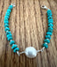 Pearl and Turquoise Rondelle Bracelet in Silver