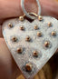 Heart Pendant Necklace with Solid 14K Gold Granulation and Silver