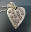 Heart Pendant Necklace with Solid 14K Gold Granulation and Silver