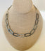 Open Oval Link Chain Necklace in 14k Gold and Oxidized Silver