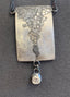 Rectangular Pendant Necklace with Diamond Dangle in Silver