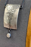 Rectangular Pendant Necklace with Diamond Dangle in Silver