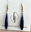 Lapis Lazuli Long Drop Earrings with Leverback in Gold