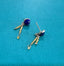 Royal Blue Lapis and Yellow Sapphire Dangle Earrings in Silver