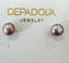 Mauve Button Pearl Studs in Gold