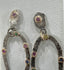 Multi Precious Stone Organic Oval Dangle Earrings in Silver and Gold