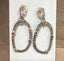 Multi Precious Stone Organic Oval Dangle Earrings in Silver and Gold